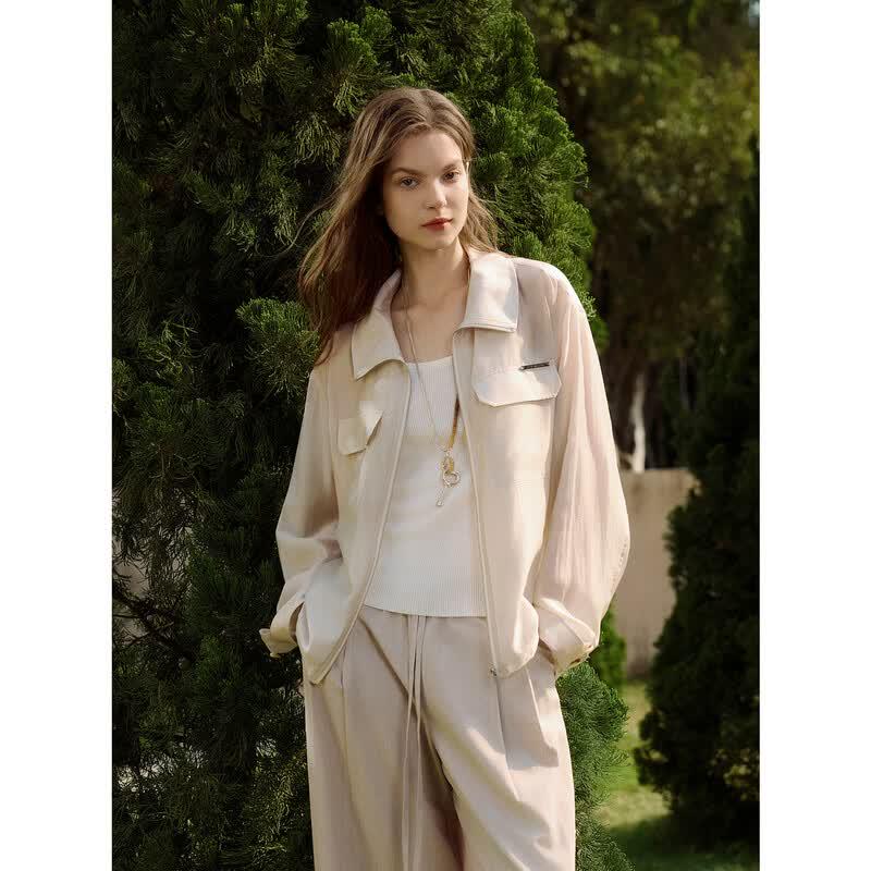 ELLE Women s Lyocell Stand-up Collar Lightweight Jacket S