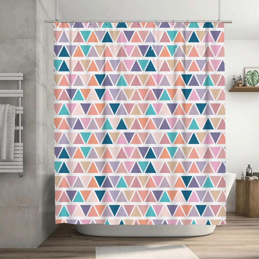 Colorful Triangle Shower Curtain, Bath Decor, Polyester Fabric Perfect for Bathroom Accessories (Model: Q105)
