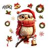 Removable Winter Wall Decals Christmas Cute Owl Static Window Clings Santa Hat Scarf Wreath Bell Snowflake Holiday Glass for Windows Decals,