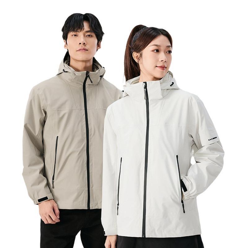 New three-in-one jacket men's and women's fleece liner removable mountaineering suit rainstorm waterproof work clothes