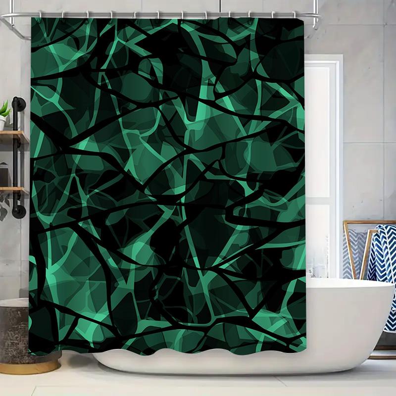 

Modern Dark Green Digital Print Shower Curtain Waterproof Home Decor Bath Accessories Customizable Size W60H190(CM)-1 Pcs