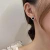 S925 Silver Needle Drip Oil French Classic Elegant Exquisite Rainbow Ear Clips Small Versatile Black Square Pearl Stud Earrings