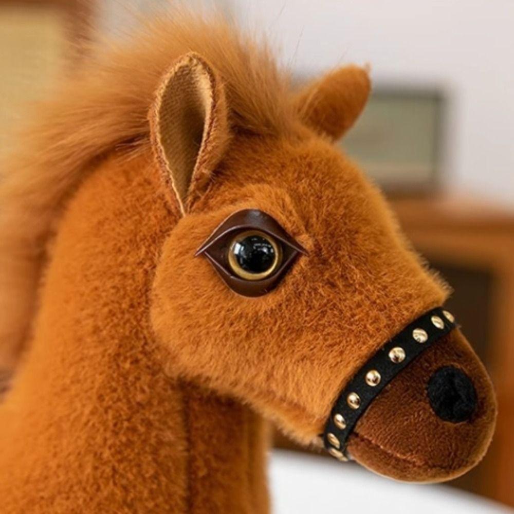 Saddle Standing Foal Plush Doll Simulation Cartoon Horse Stuffed Toy Room Decoration