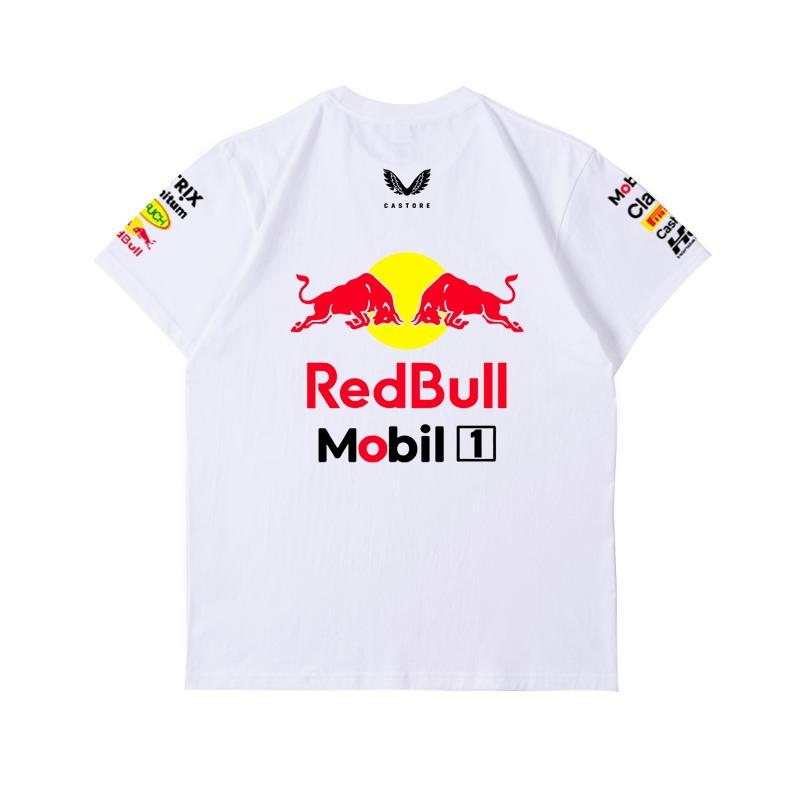Red Bull Heren Dames F1 Raceteam T‑shirt, Zomer Korte Mouw Katoenen T‑shirt, Voor en Achter Print Casual Los Sport Topje, Meerkleurig