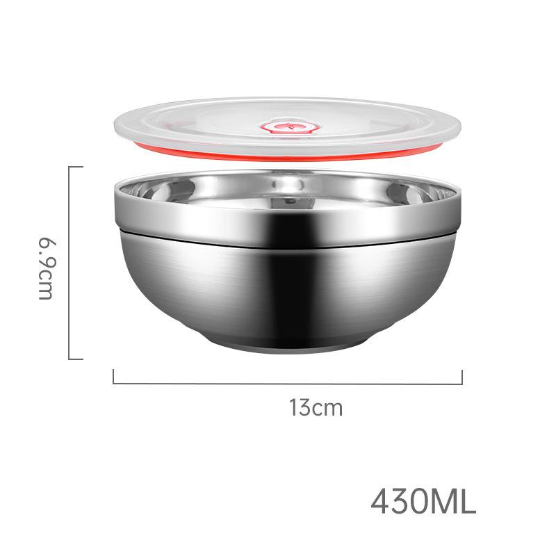 Ramen-Reisschüssel aus Edelstahl mit Deckel, doppelter Verbrühungsschutz, Lebensmittelbehälter, Instant-Nudeln, Suppe, Salatschüsseln, Küchengeschirr