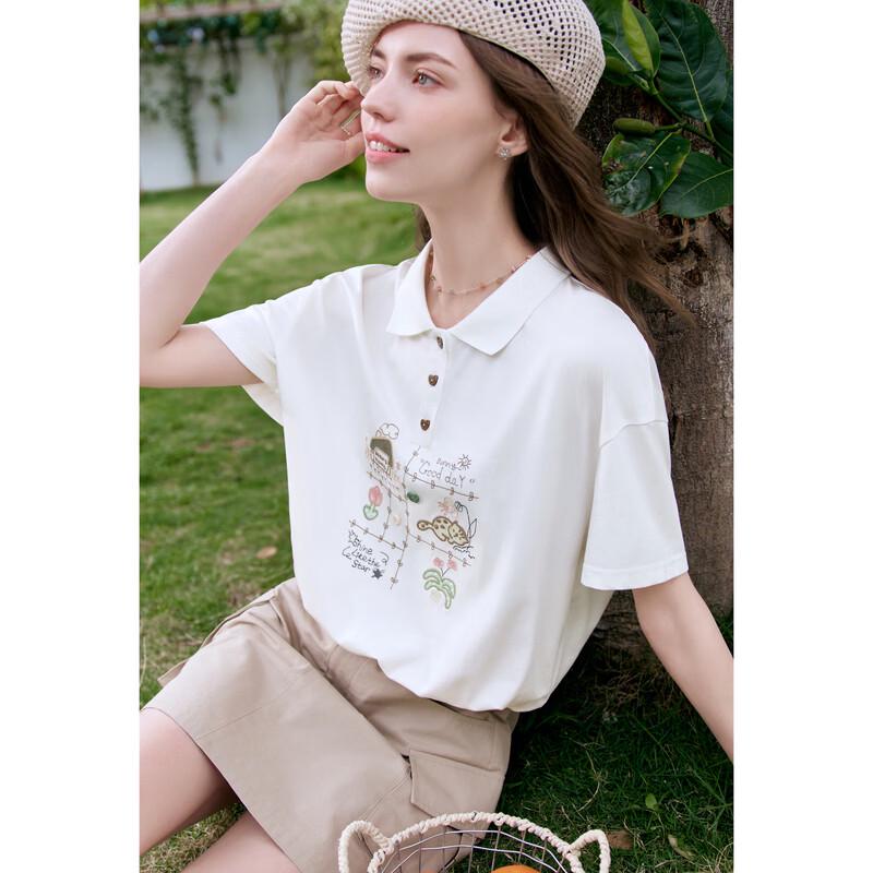 Betu Women's Lyocell Cotton Embroidered T-Shirt