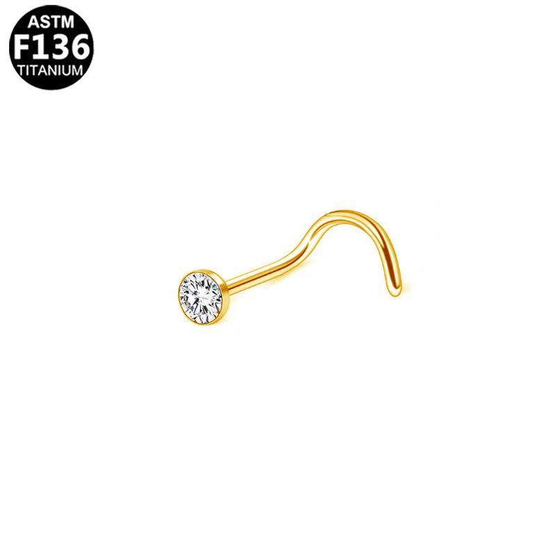 Classic F136 Titanium Zircon Nose Stud with S-Bar Piercing