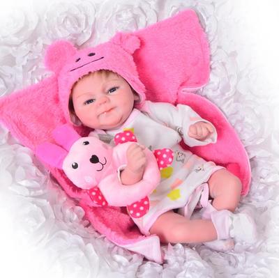 So schöne 16 Zoll Reborn Baby Puppe Spielzeug Echt Wie Lächeln Mädchen Weiche Silikon Reborn Babys Lebendig bebe Tuch Körper Reborn Boneca Puppe