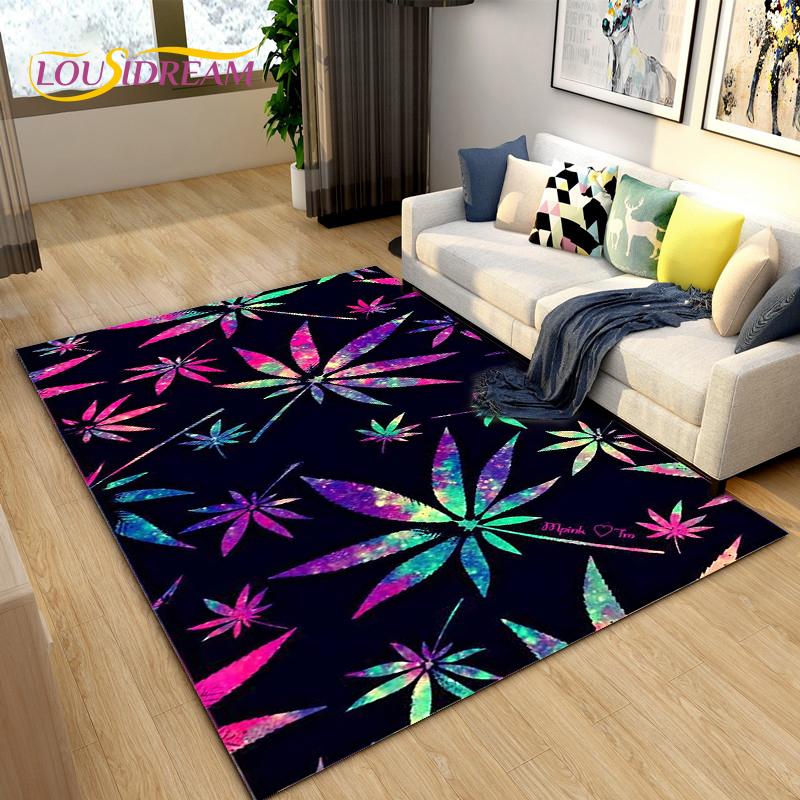 Reggae Music Jamaican Style Maple Leaf Area Rug,Carpet Rug for Living Room Bedroom Sofa Decoration,Kitchen Non-slip Floor Mat