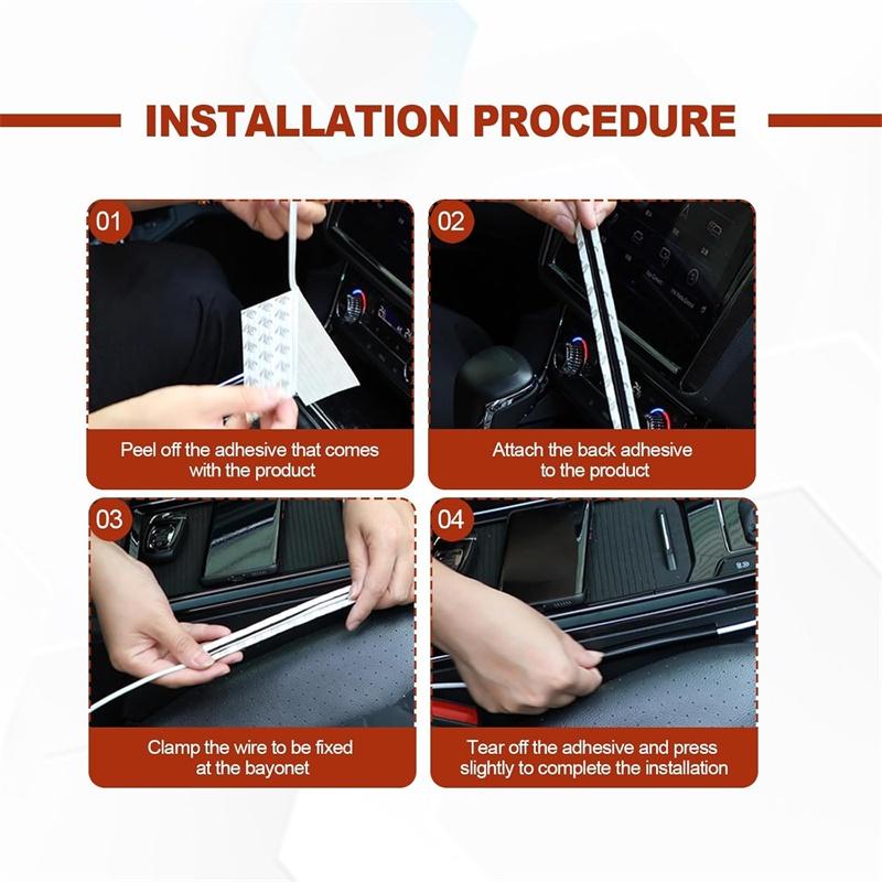1/4Pc Hidden Car Wire Cover Protector Cable Line Sleeve Wire Clips Organizer with Double-sided Tape for Car Interior Accessories
