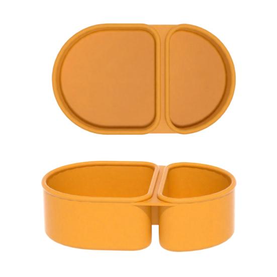 Silicone Microwave Lunch Box with Divided Compartments Foldable Bento Box for Office Travel Food-Grade Leak-Proof BPA-Free Meal Prep Container