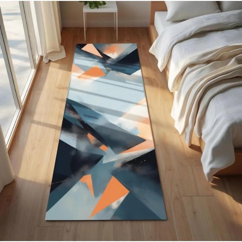 Modern Geometric Pattern Corridor Carpet Colorful Design Ultra Soft Washable Non Slip Stain Mat for Hallway Bedroom Home Decor