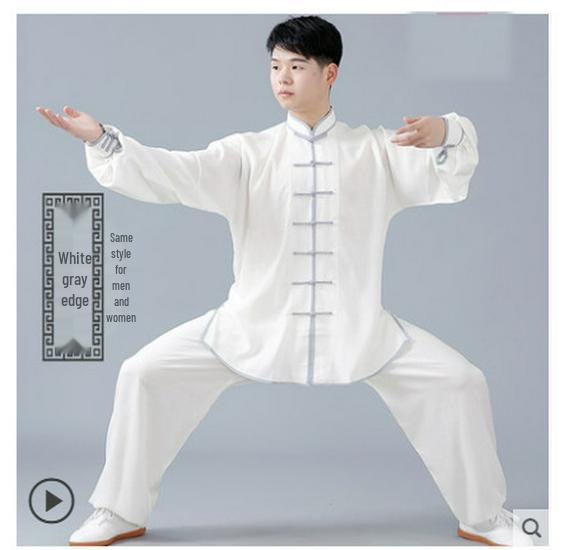 

Spring/Summer Cotton Linen Wushu Performance Suit - Unisex Tai Chi Kung Fu Attire with Long/Short Sleeves Extra Extra Large
