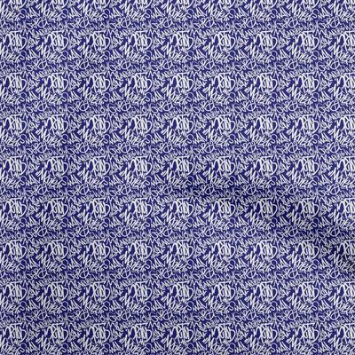 Cotton Flex Blue Fabric Writing Font Sewing Craft Projects Fabric Prints By Yard 40 Inch