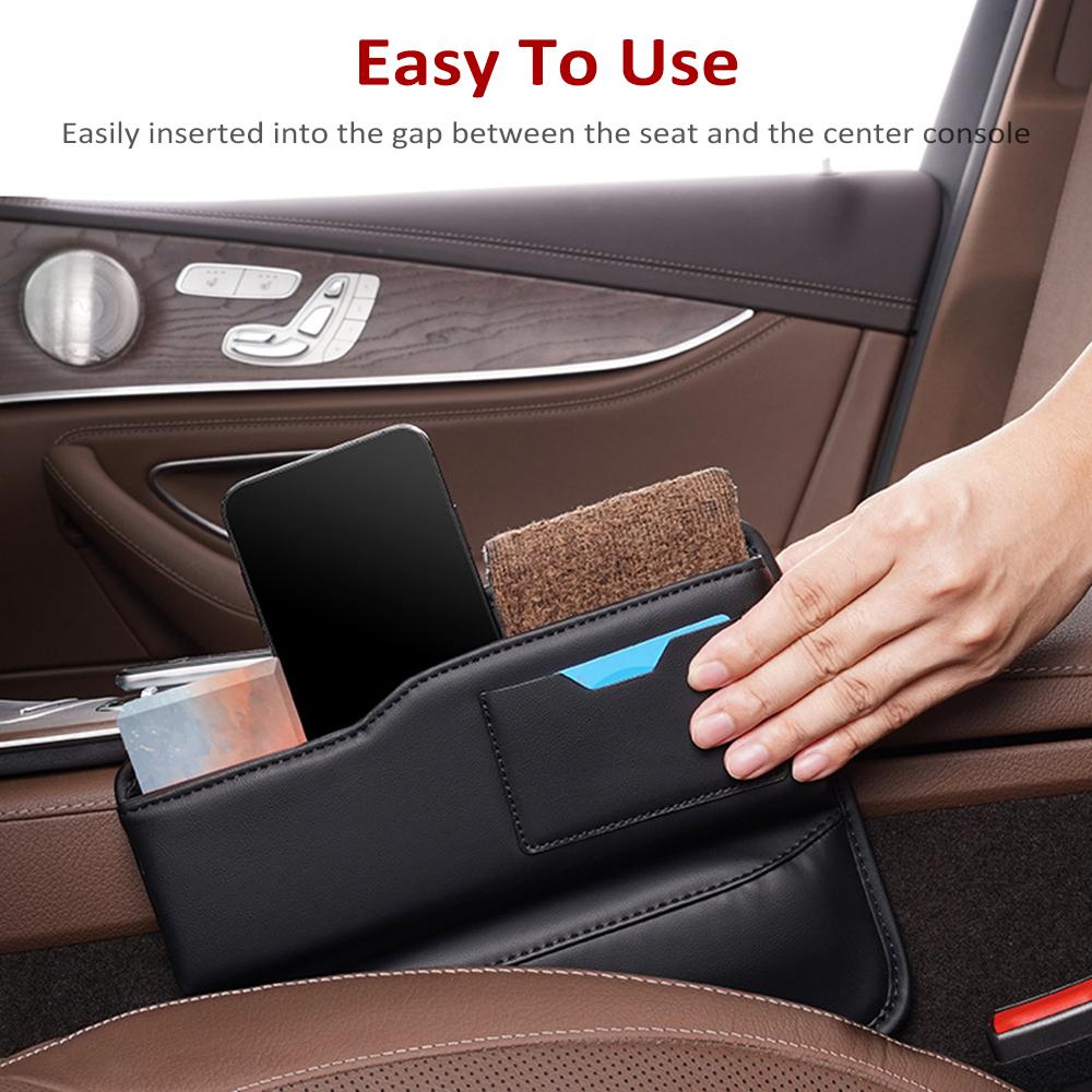 Car Seat Gap Filler Organizer, Multifunctional Leather Car Gap Filler, Auto Console Side Storage Box, Car Front Seat