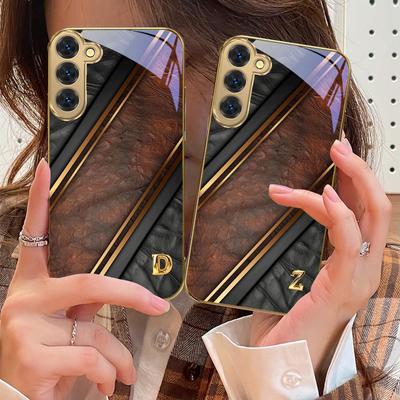 Litere aurii strălucitoare Pentru Samsung Galaxy S20 FE S21 S22 S23 Plus S24 Ultra 25Ultra S21+ S9+ S22Plus Carcasă telefon din sticlă aurie