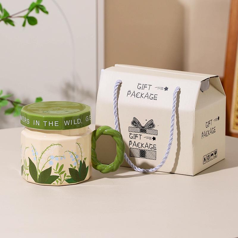 

Керамічна чашка з кришкою, кружка, висока цінність, чашка для води, офісна чашка, сувенірна кавова чашка, жіноча чашка для сніданку, чоловіча 301-400ml