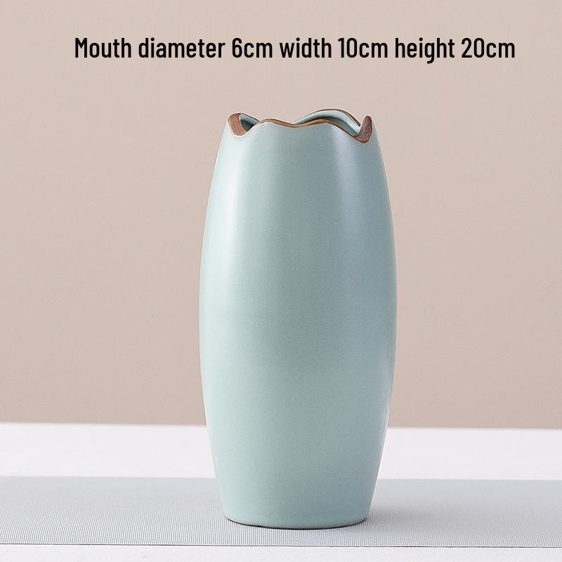 Elegant Celadon Vase: Classical Ru Kiln Ceramic for Hydroponic Flower Arrangements and Living Room Decor