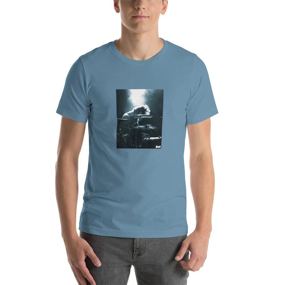 E2K Drummer in the darkness Unisex T-Shirt drums rock and roll band musician 2XL