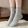 Casual Korean Style Hosiery Women Mid-Length Crew Socks, Loose Cuff Mittens, Comfortable Breathable Athletic Socks Solid Color for Autumn Winter Daily