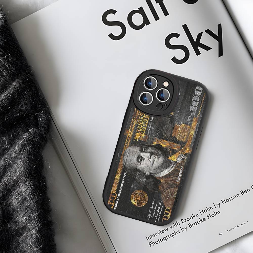 Dollar Bill Illustration Graphic Leather Phone Case For IPhone 16 14 15 Pro Plus 13 12 11 Pro Max Silicone Cover