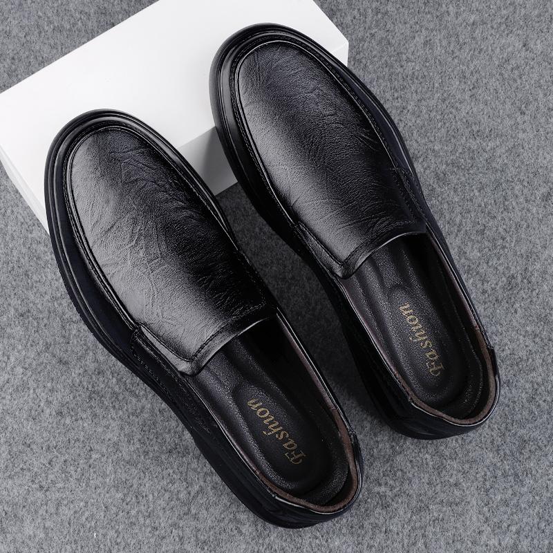 Fashion Men Comfortable Wedding Dress Shoes High Quality Mens Slip on Shoes Mens Genuine Leather Loafers All-match Men Casual Footwear
