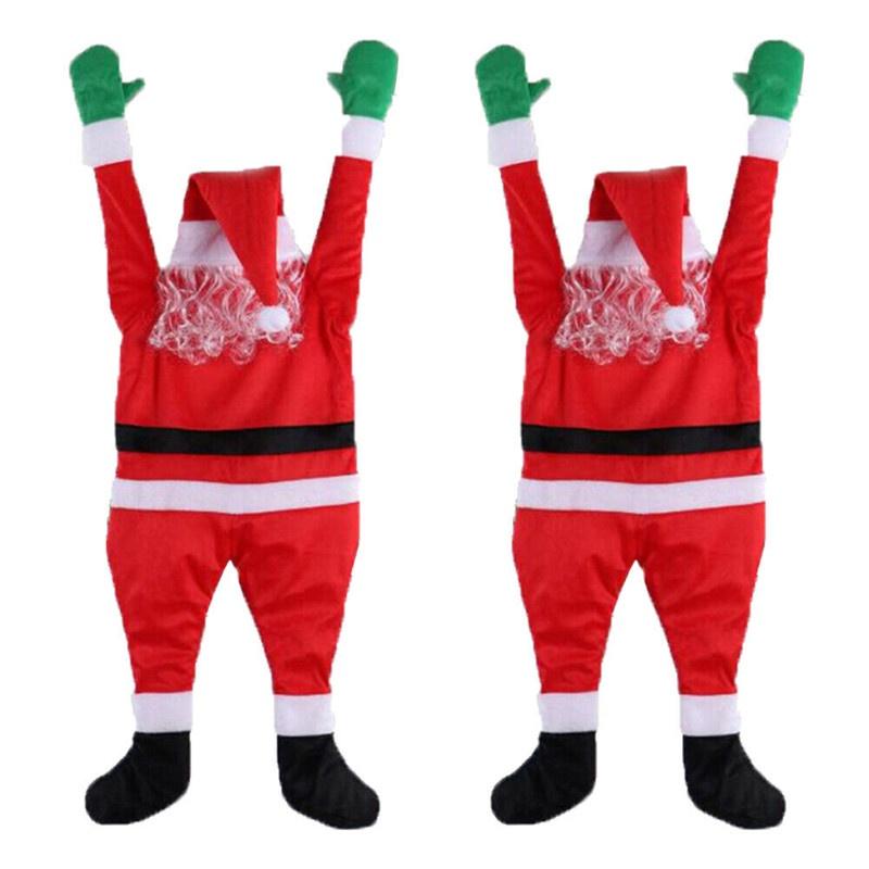 42" Climbing Christmas Hanging Santa Claus Outdoor Window Party Xmas Props Decor