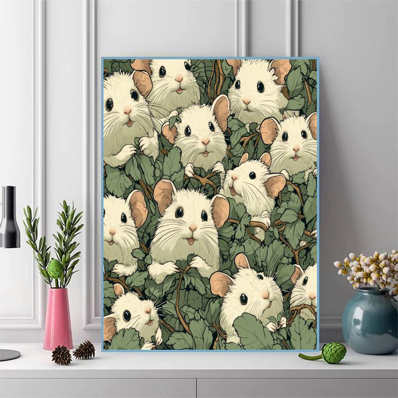 Hedgehog on grassland Pattern  3pcs 100% Round Full Drill 5D DIY Diamond Painting Embroidery Cross Stitch Rhinestone Décor