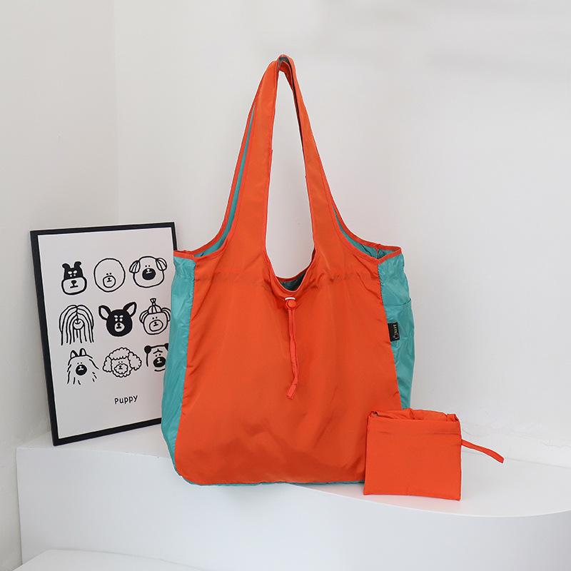 Foldable Shopping Bag Large Capacity Waterproof Tote Bag Eco-Friendly Reusable Grocery Bag Durable Nylon Storage Pouch