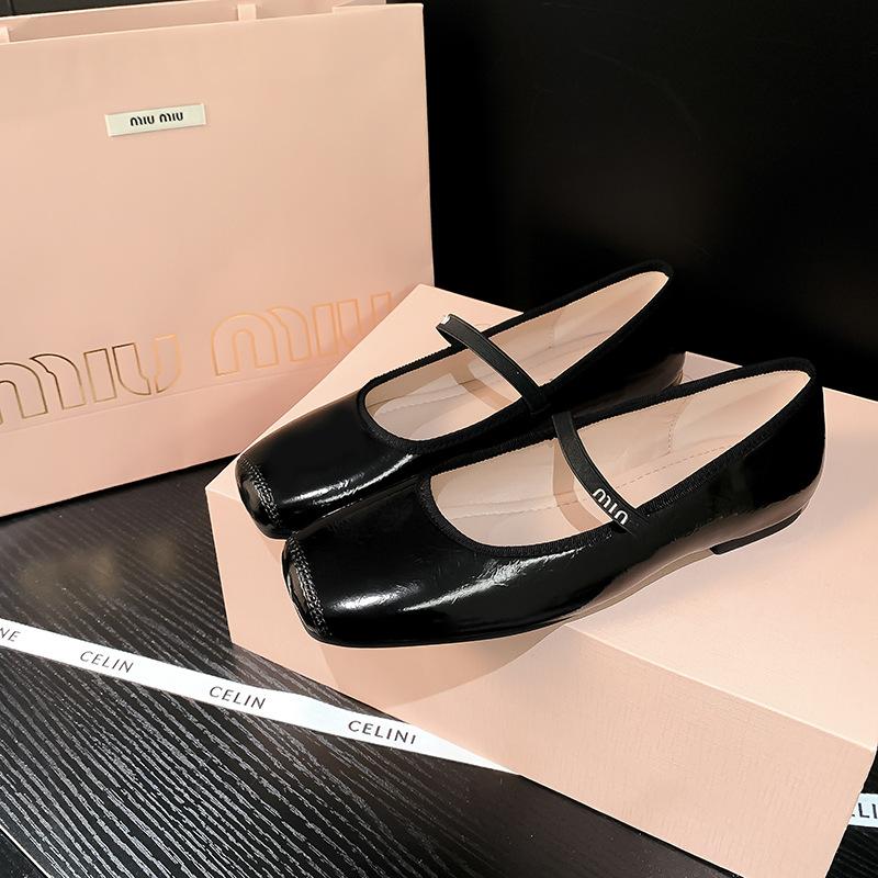 

Grape Mom, Run Away Sweetheart~ French Square Head with Versatile Ballet Mary Jane Flat Shoes Women 40