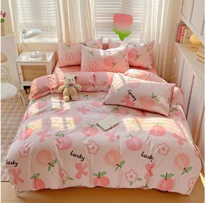 Soft 100% Cotton Breathable Duvet Cover and 2pcs Pillowcases for Single Double Bed Flower Printed Plaid Adult Bedding Set Hotel
