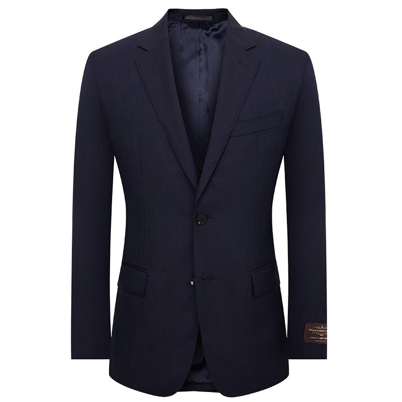 Мужской темно-синий костюм-тройка из чистой шерсти 44B
