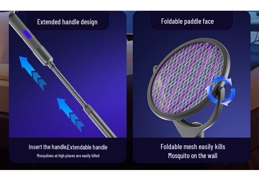 Rechargeable Electric Mosquito Swatter & Killer Lamp: Retractable, Extendable, USB-Powered for Household Use