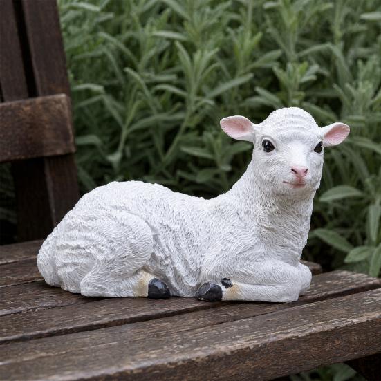 Statua di Pecora da Esterno, Scultura di Pecora in Resina per Giardino, Grazioso Ornamento di Agnello Realistico per Cortile Prato Fattoria Decorazione