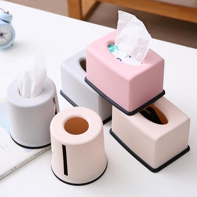 Plastic Paper Towel Box Solid Color Napkin Holder Desktop Paper Drawer  Household Use