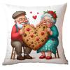 New Valentine's Day Pillow Cover Fun Watercolor Valentine's Day Old Couple Push Cover Home Cushion Cover