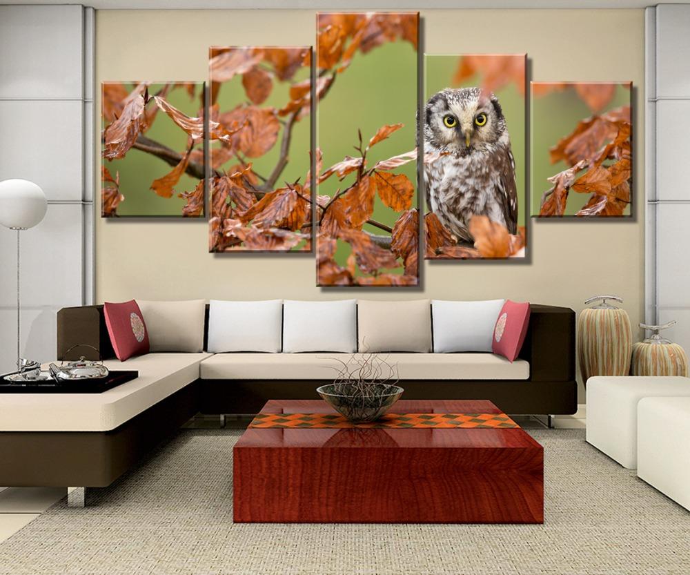 

Модульная картина из 5 предметов с HD принтом «Осень Сова» Куадрос Пейзаж Холст Настенное искусство Домашний декор для гостиной Картина на холсте без рамки 20x35cm*2 20x45cm*2 20x55cm*1