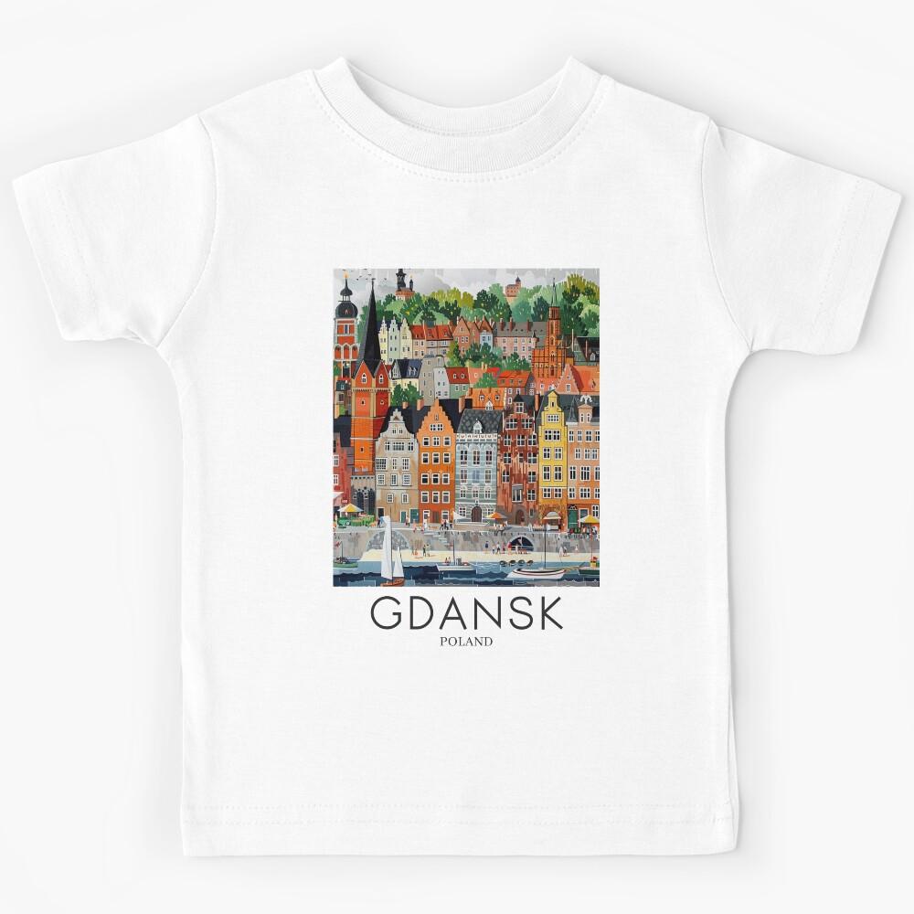 A Pop Art Travel Print of Gdansk - Poland Kids T-Shirt 100