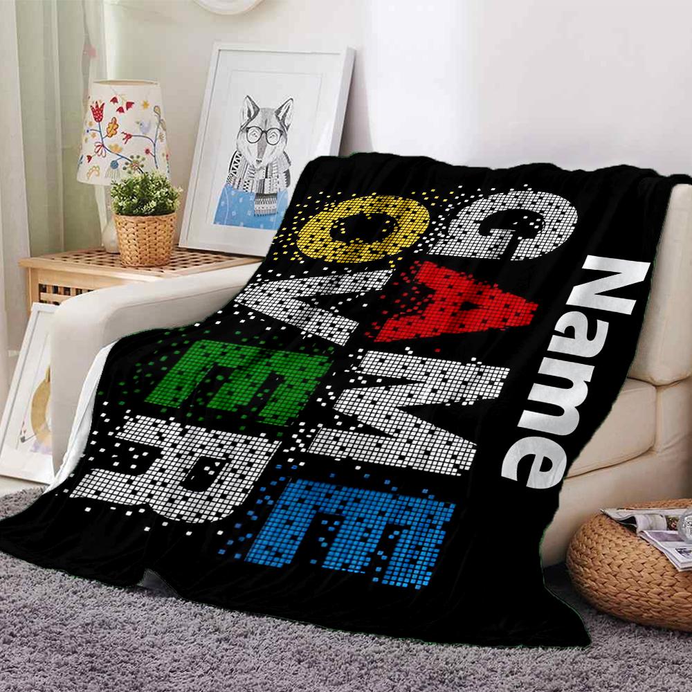 Custom Name Game Controller Theme Printed Blanket - Perfect for Couch, Bed, Travel & Outdoor Use | Machine Washable, Cozy & Durable.