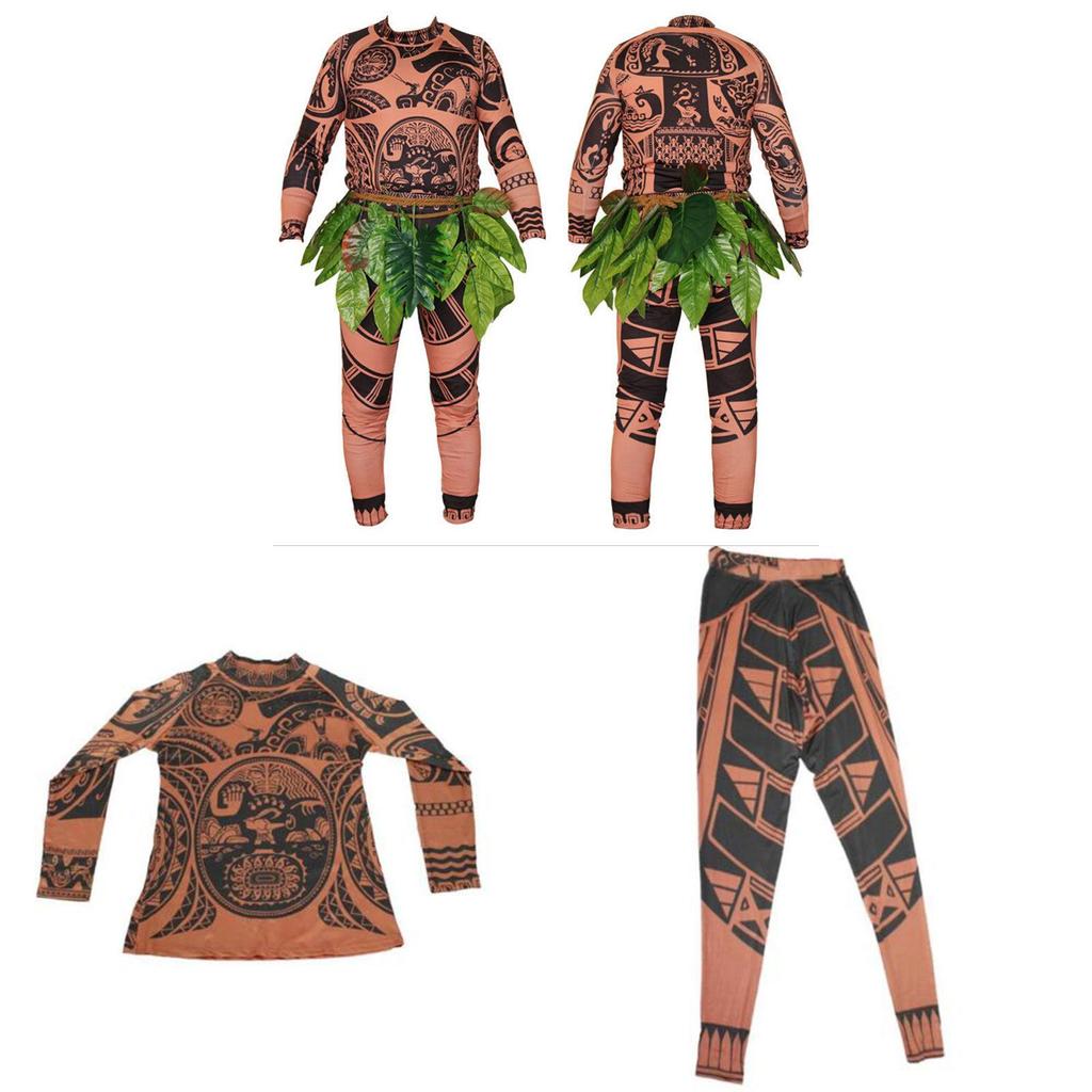 Fun And Stylish Halloween Adult Mens Moana Maui Tattoo T Shirt Pants Cosplay Costume