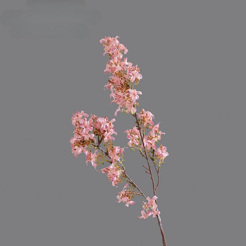 Simulation Lilac Branches Silk Fake Flowers Wedding Decor Murraya Paniculata Green Plant Simulation Pink Flower Hall Decoration
