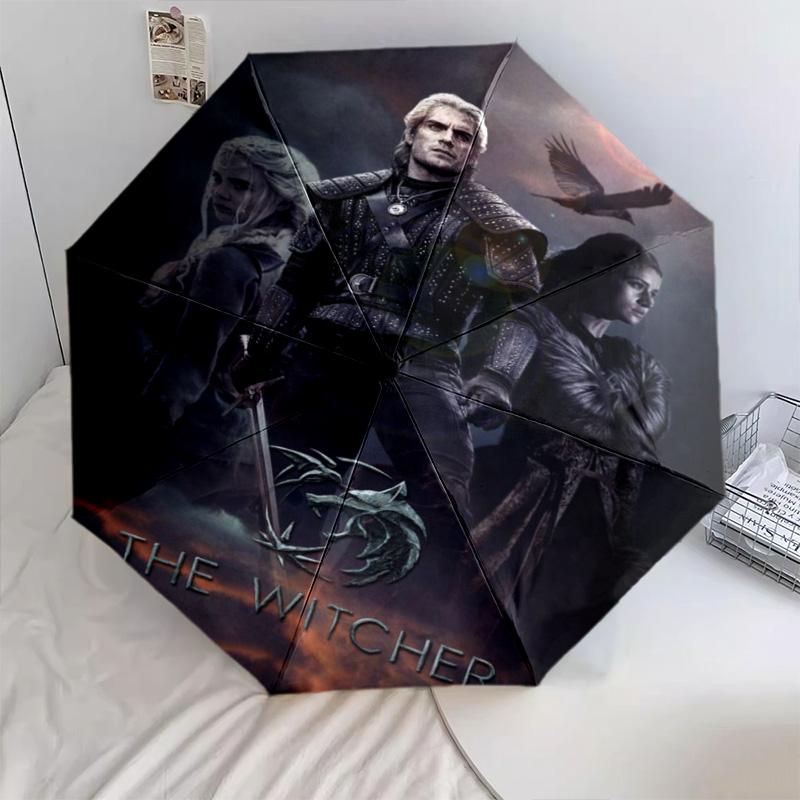 Witcher: Dark Warrior Automatic Umbrella - Suitable Travel Outdoor Portable Umbrella Birthday Gift Daily Essentials