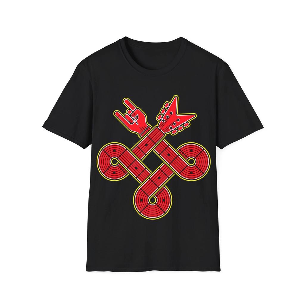 Guitar T-Shirt, Rock Music Fan Graphic Top, Celtic Knot Design, Musician Gift
