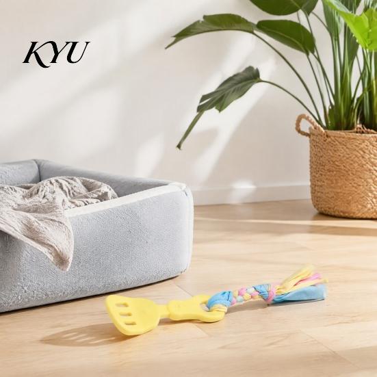 Interactive Knot Pulling Toys Spatula Shaped Dog Chew Toy with Braided Fabric Rope, Puppy Teething Rope for Medium Dogs Toy, Pet Molar Small