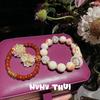 Flower Silk Color, Agate Entangled Blessing Bead Bracelet, New Chinese Style, Flower Like Brocade Flower Ball Glazed Bracelet, Combination