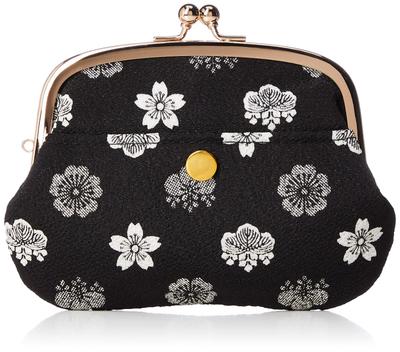 Uni Hergestellt in Futago Chirimen Japanisches Muster Verschluss Gosan Paulownia Schwarz [Wakomono Komonkobo] (N0207) Seni, Japan, Eltern-Kind-Geldbörse, Holz,