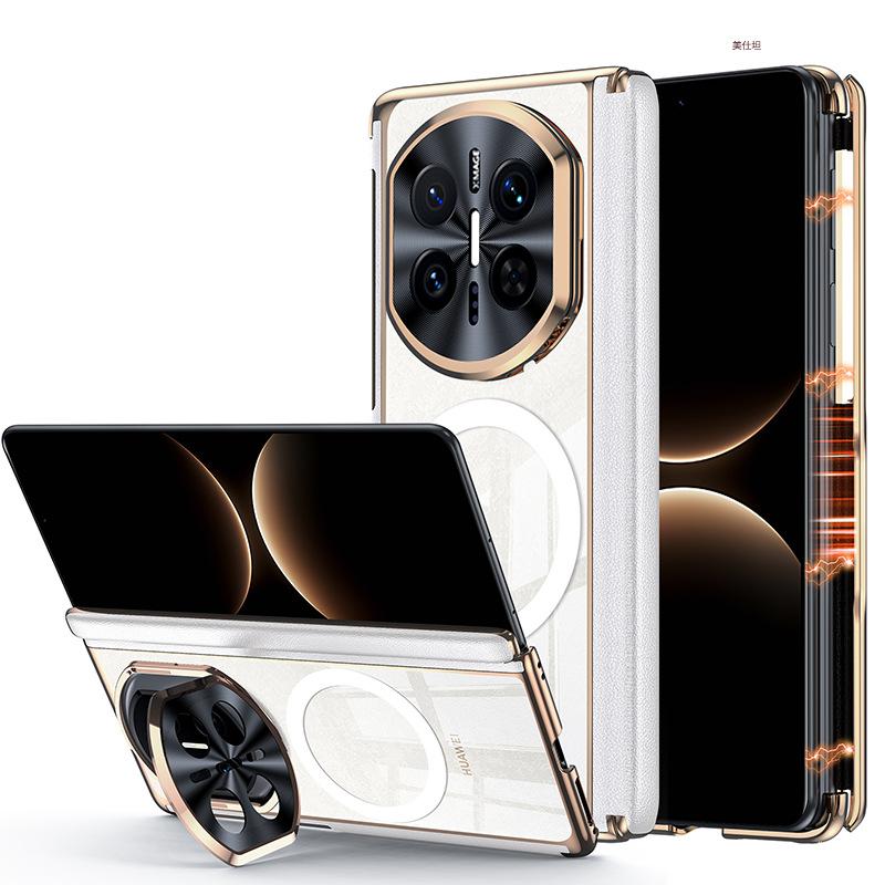 Applicable To Huawei Matex7 Mobile Phone Case, Lens Holder, Dual-axis Hinge X6 Collector's Edition, Magnetic Electroplating Transparent Case