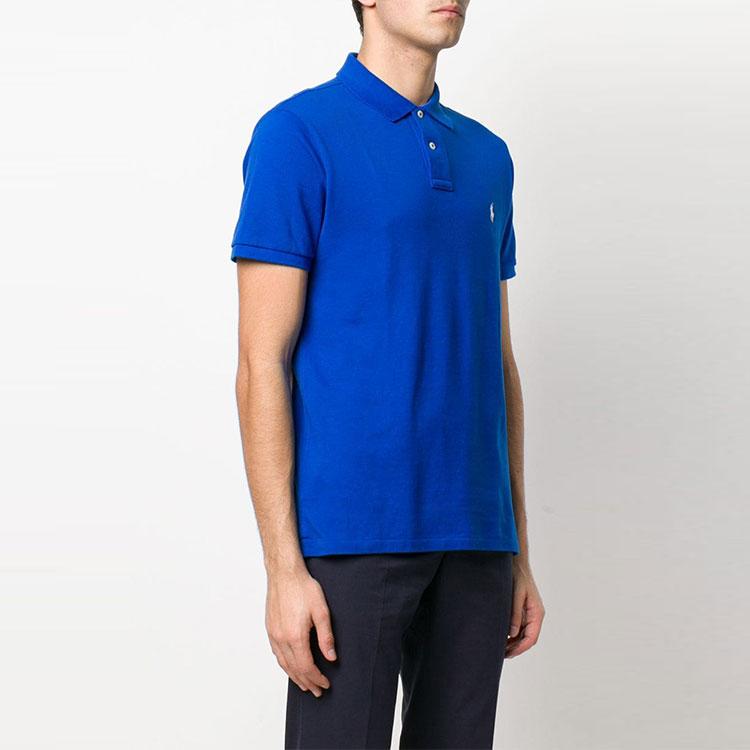 Polo Ralph Lauren Logo Embroidered Solid Color Polo Shirt Men Polo Shirts Blue 710680784-147