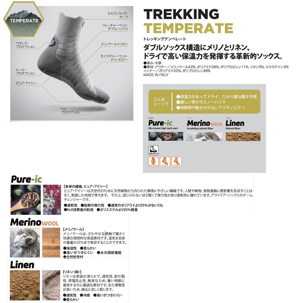 [Thermic] Trekking Temperate Socks, Gray/Navy, Sizes 39/41 (24.5-26.0cm)