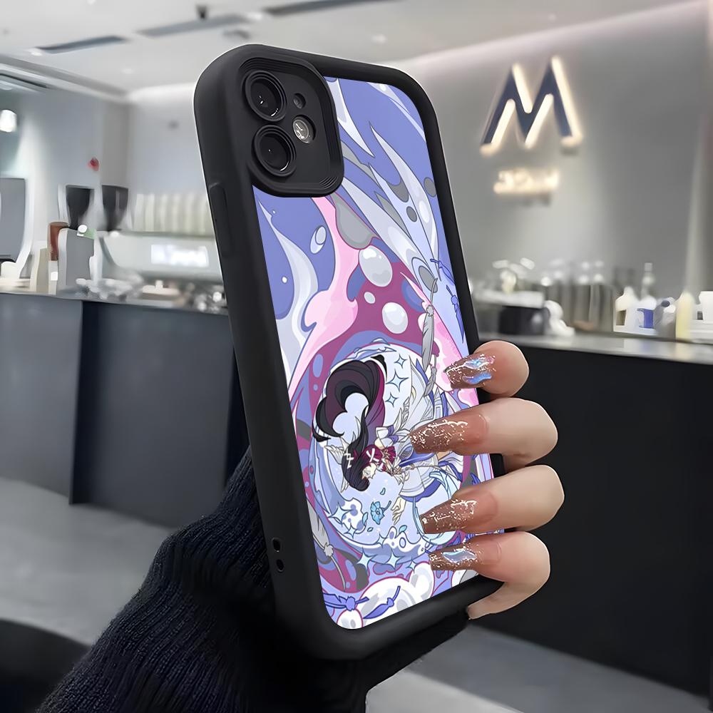 COLUMBINA Genshin Handyhülle Für IPhone Air 17 Pro Max 16 E 15 14 Pro Max 13 12 11 Mini Plus Weiches Silikon Schwarze Hülle